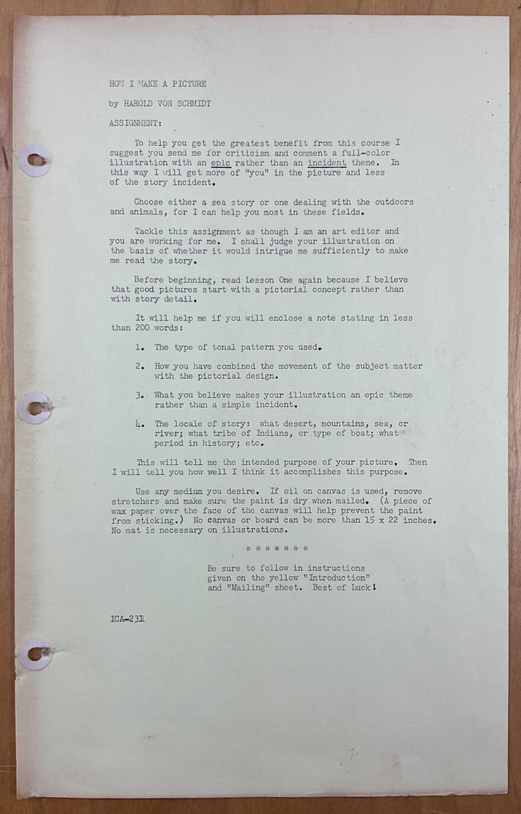 How I Make A Picture by Harold Von Schmidt - Famous Artists Advanced Program - Signed