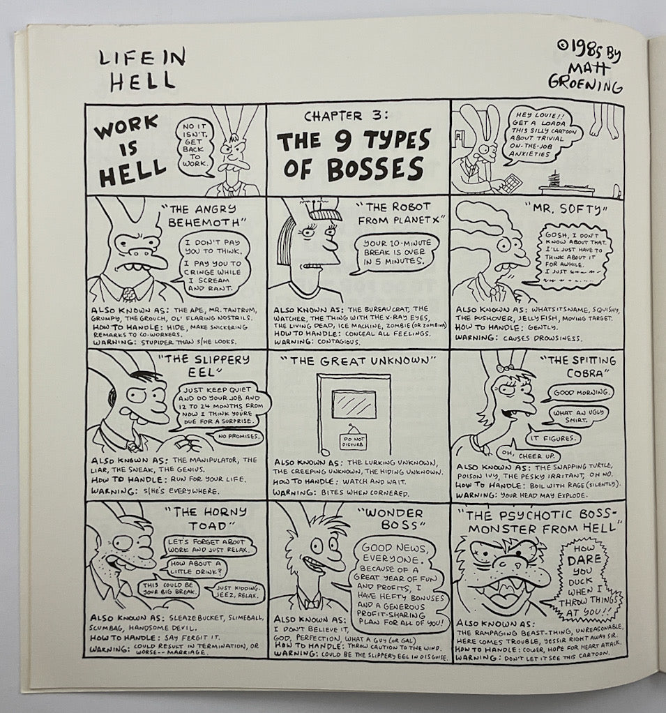 Work is Hell: A Cartoon Book by Matt Groening (1985) First Printing (Near Fine)