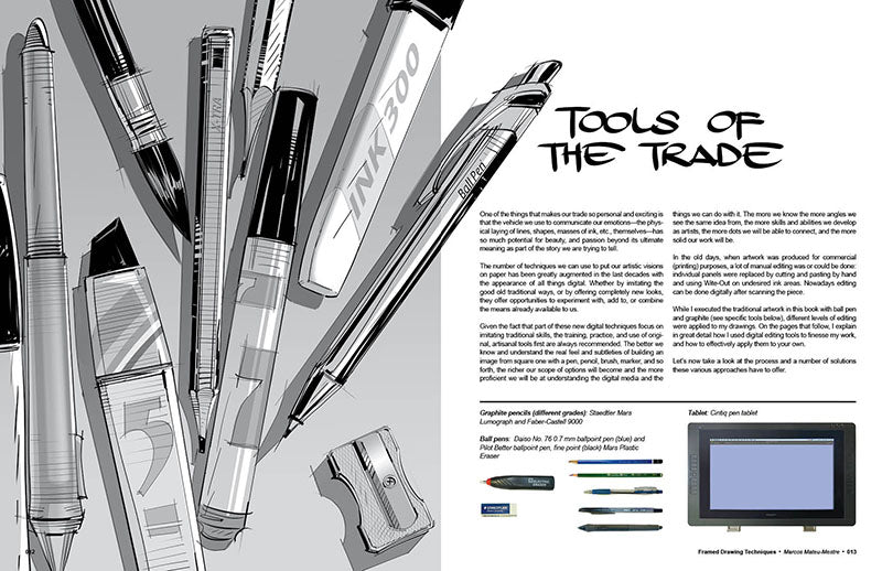Framed Drawing Techniques - Signed by the artist