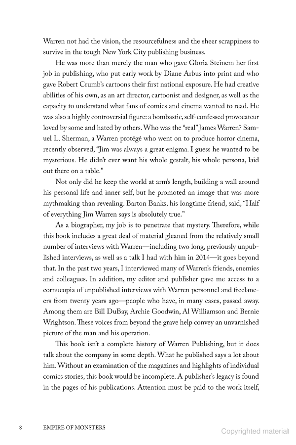 James Warren, Empire of Monsters: The Man Behind Creepy, Vampirella, and Famous Monsters