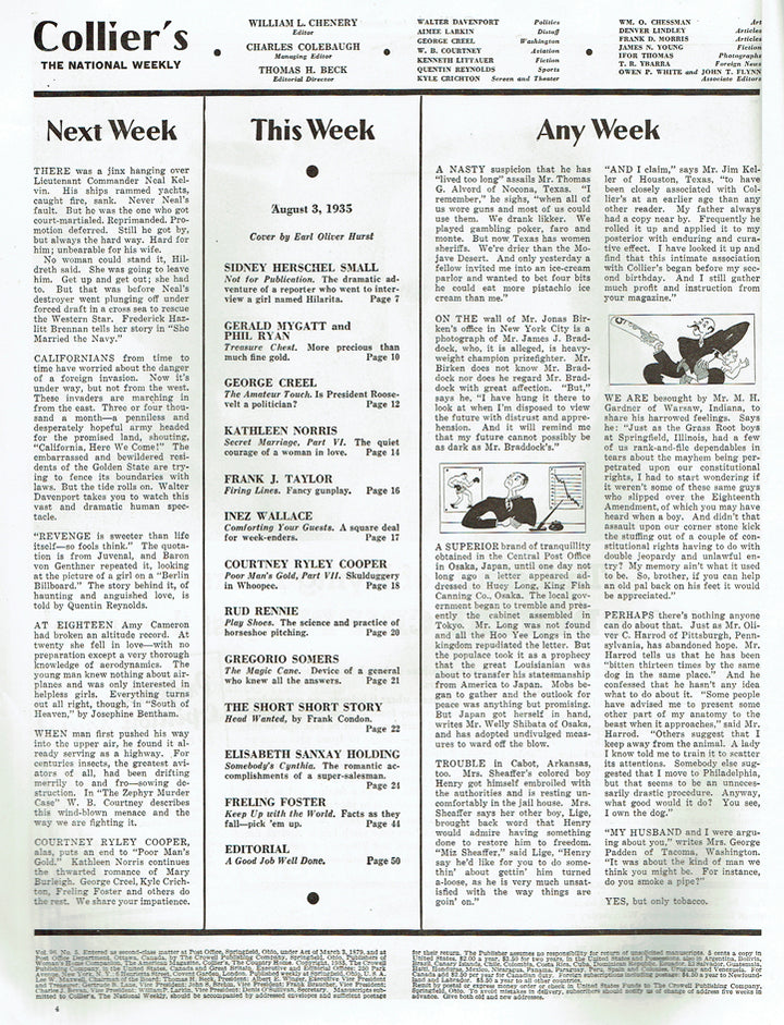 Collier's, The National Weekly August 3, 1935