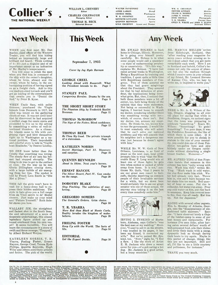 Collier's, The National Weekly September 7, 1935