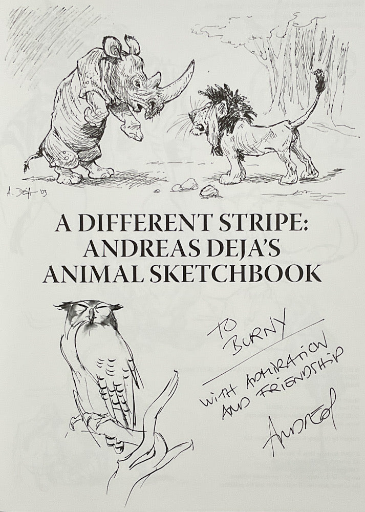 A Different Stripe: Andreas Deja's Animal Sketchbook - Inscribed to Burny Mattinson