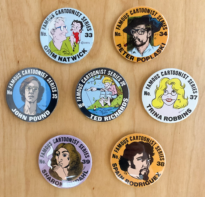 35 Famous Cartoonists Series Buttons