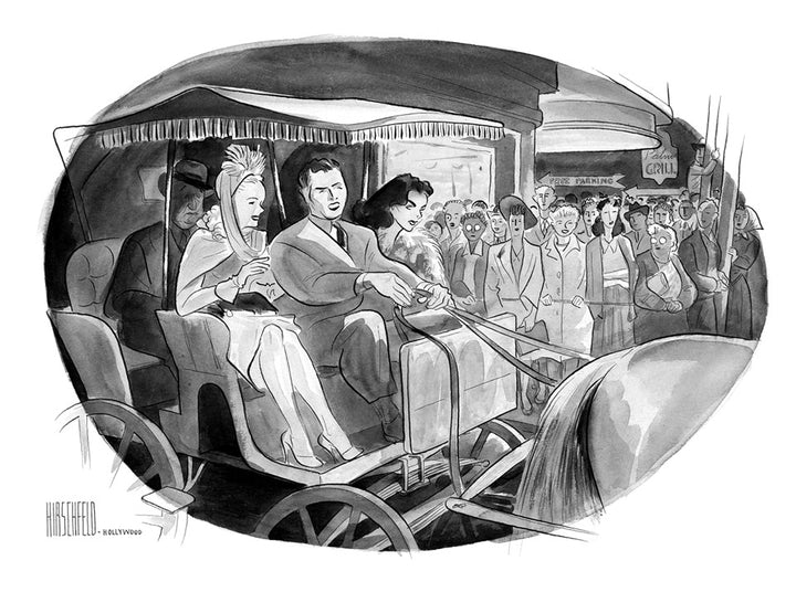 On the Hollywood Front: Stars Arrive by Horse & Buggy for Dimout Premier at Hawaii Theatre