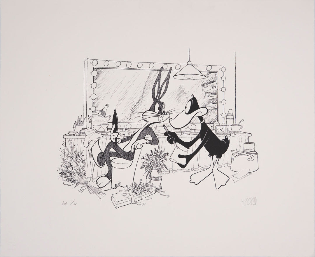 Bugs Bunny and Daffy Duck in a Dressing Room - Signed, Limited Edition Lithograph