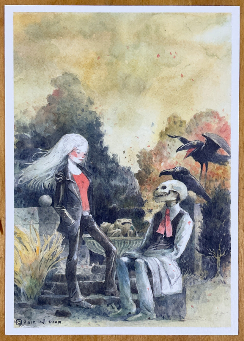 The Long Farewell of Mr. Calcium Skeleton - Signed & Numbered with a Drawing of a Skull