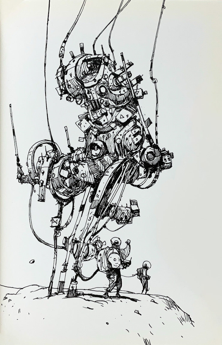 Mechs & the City: Another Book of Drawings by Ian McQue (2014) Inscribed with a Drawing