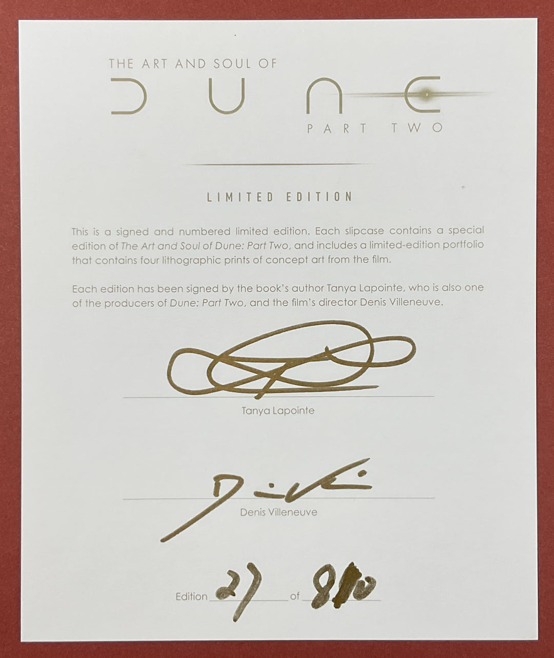 The Art and Soul of Dune: Part Two Portfolio Edition - Limited Edition Signed by the Filmmakers