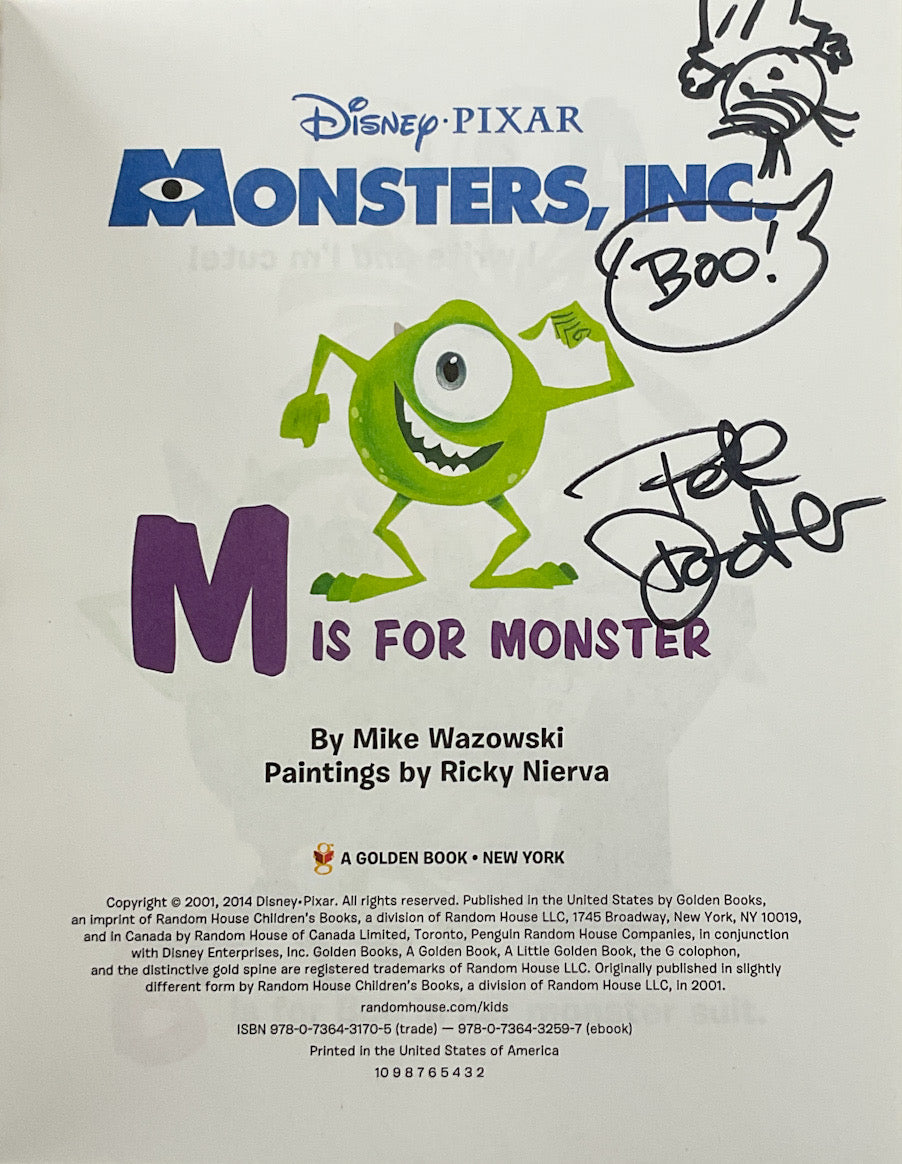 M is for Monster Little Golden Book - Signed by Pete Docter with a Drawing