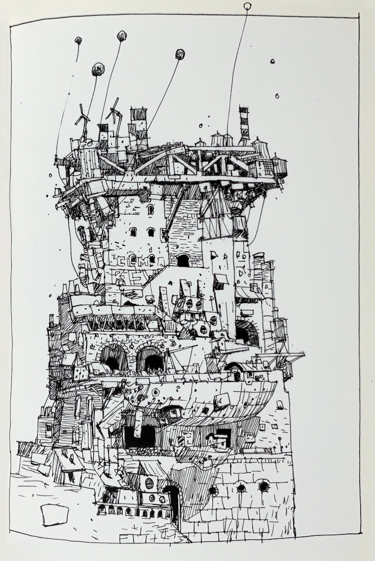 Robots, Space Dudes, Flying Ships, Etc.: A Book of Drawings by Ian McQue (2013) Inscribed with a Drawing