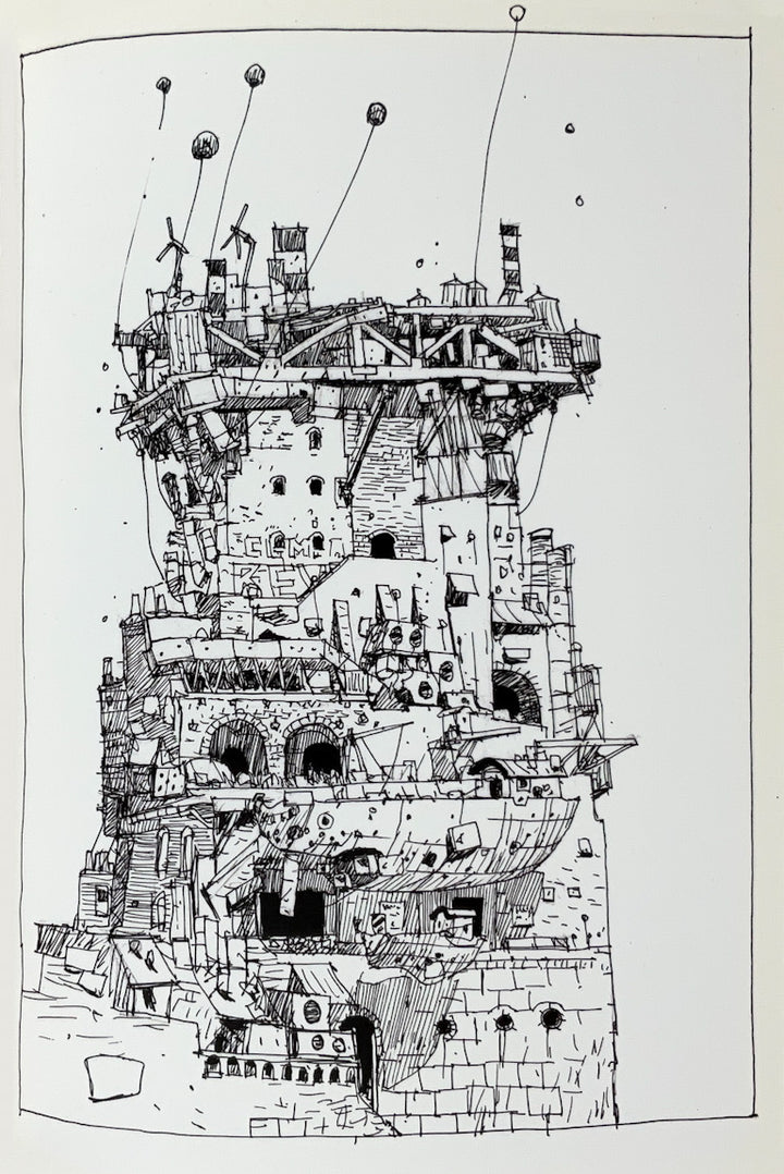 Robots, Space Dudes, Flying Ships, Etc.: A Book of Drawings by Ian McQue (2013) Inscribed with a Drawing