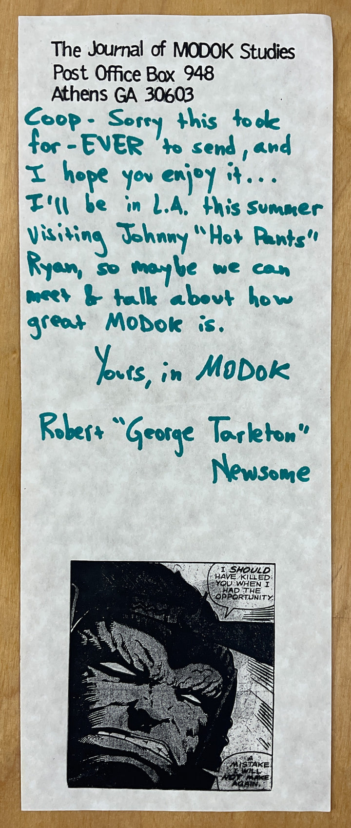 The Journal of MODOK Studies #3 - with a Letter from the Editor to Coop