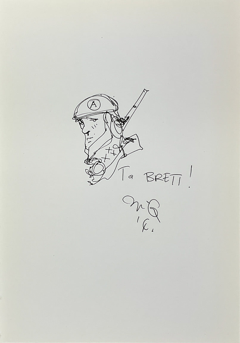 Robots, Space Dudes, Flying Ships, Etc.: A Book of Drawings by Ian McQue (2013) Inscribed with a Drawing