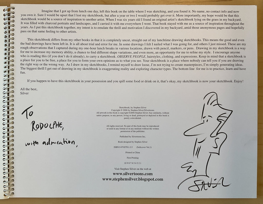 Stephen Silver's Sketchbook Vol. 1 - Inscribed with a Drawing