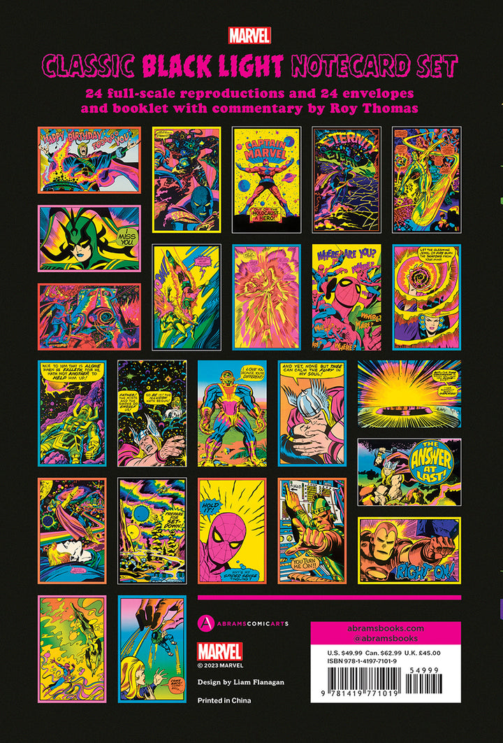 Marvel Classic Black Light Notecard Set