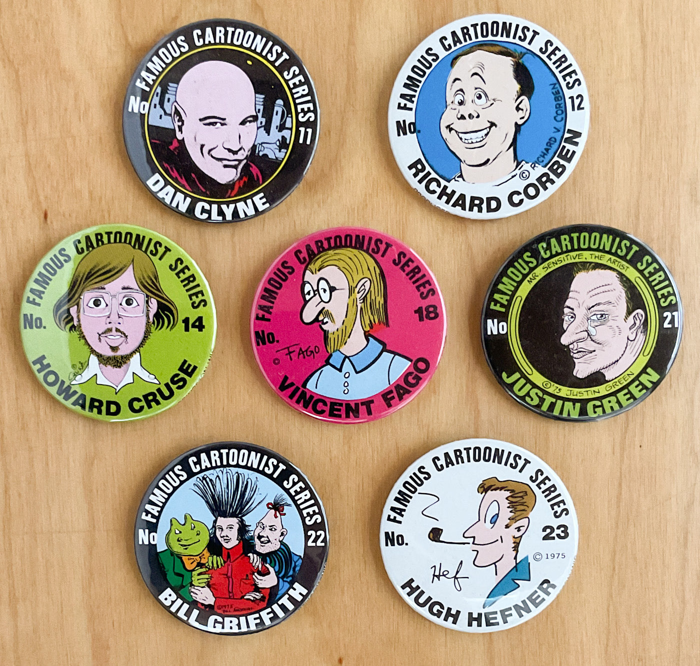Series Buttons 35 Famous Cartoonists Series Buttons – Stuart Ng Books