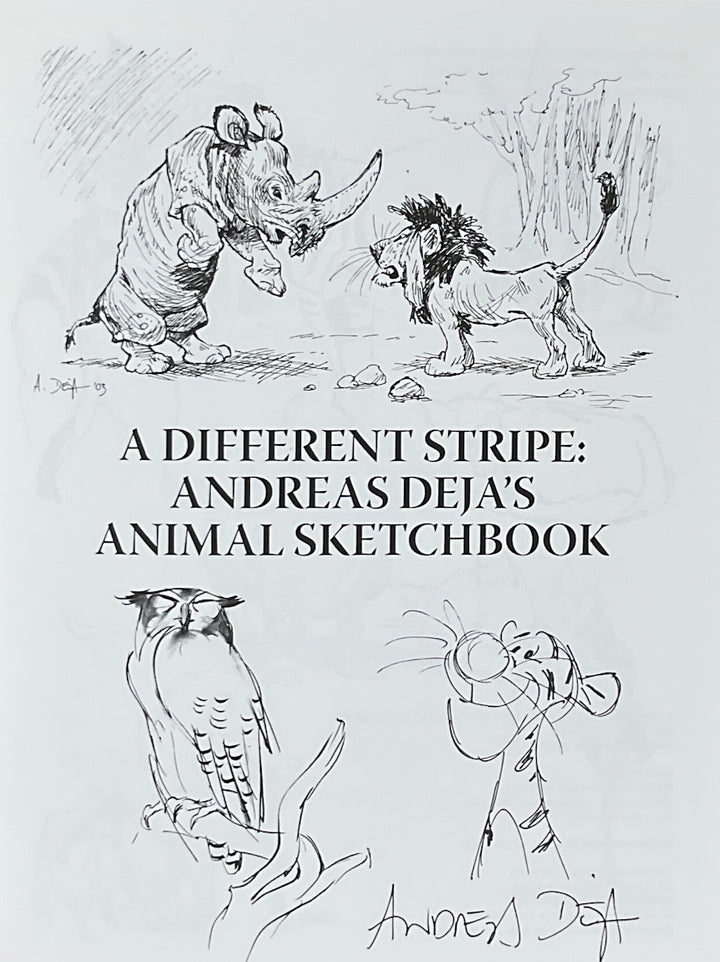 A Different Stripe: Andreas Deja's Animal Sketchbook - Signed with a drawing of Tigger