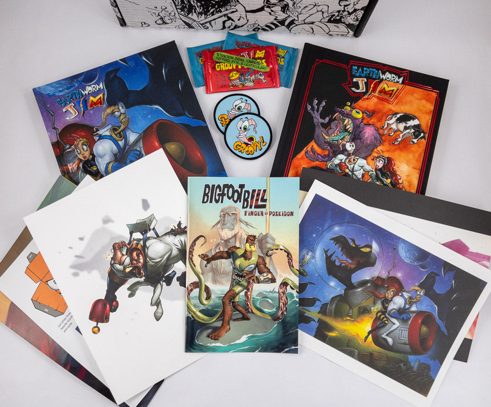 Earthworm Jim: Launch the Cow and The Making of Earthworm Jim Indiegogo Package