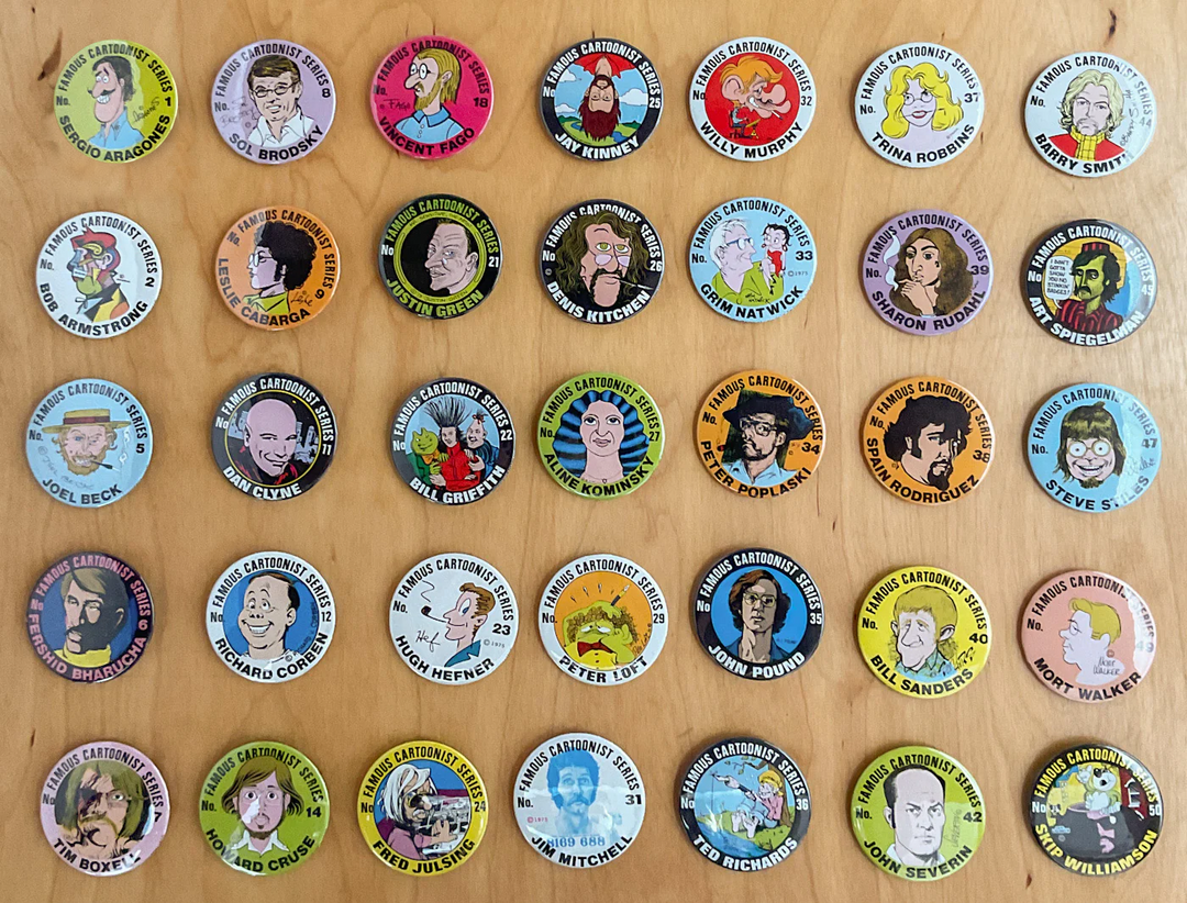 35 Famous Cartoonists Series Buttons