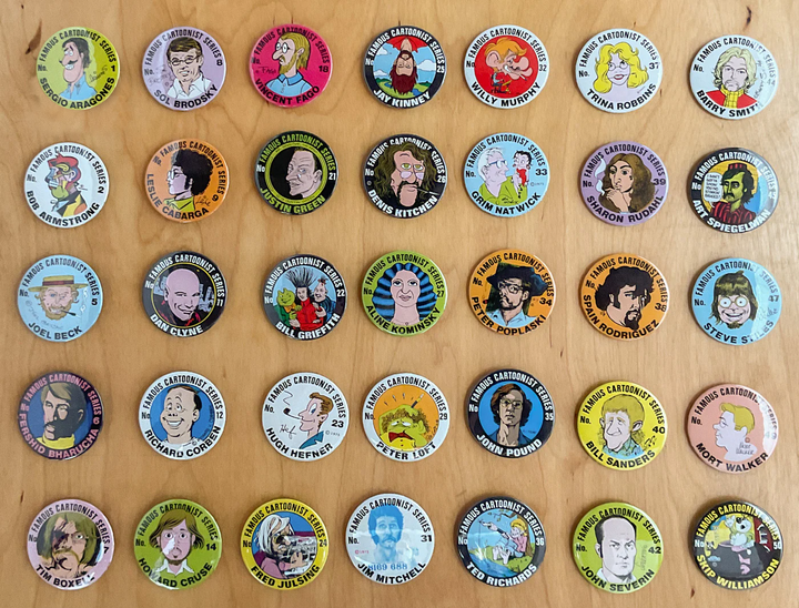35 Famous Cartoonists Series Buttons