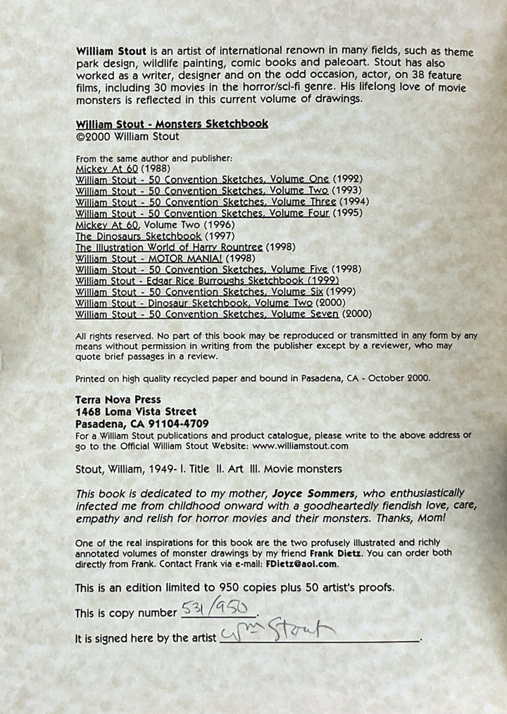 Monsters Sketchbook Vol. One (Signed & Numbered)