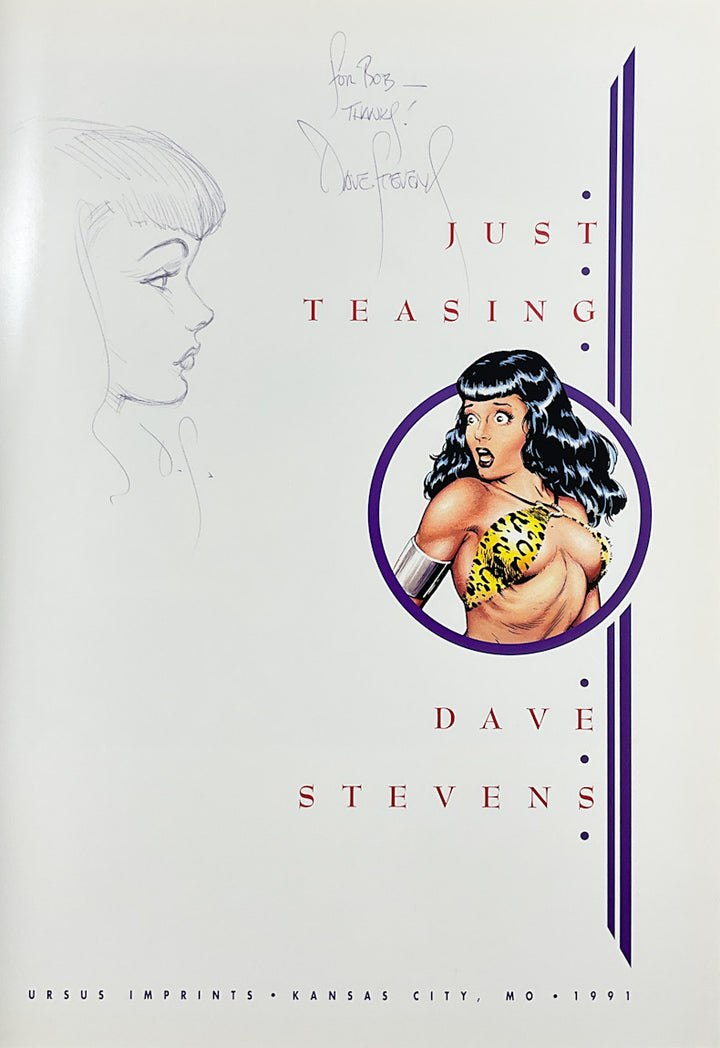 Just Teasing - Signed & Numbered Deluxe Hardcover - with an original Drawing of Bettie Page