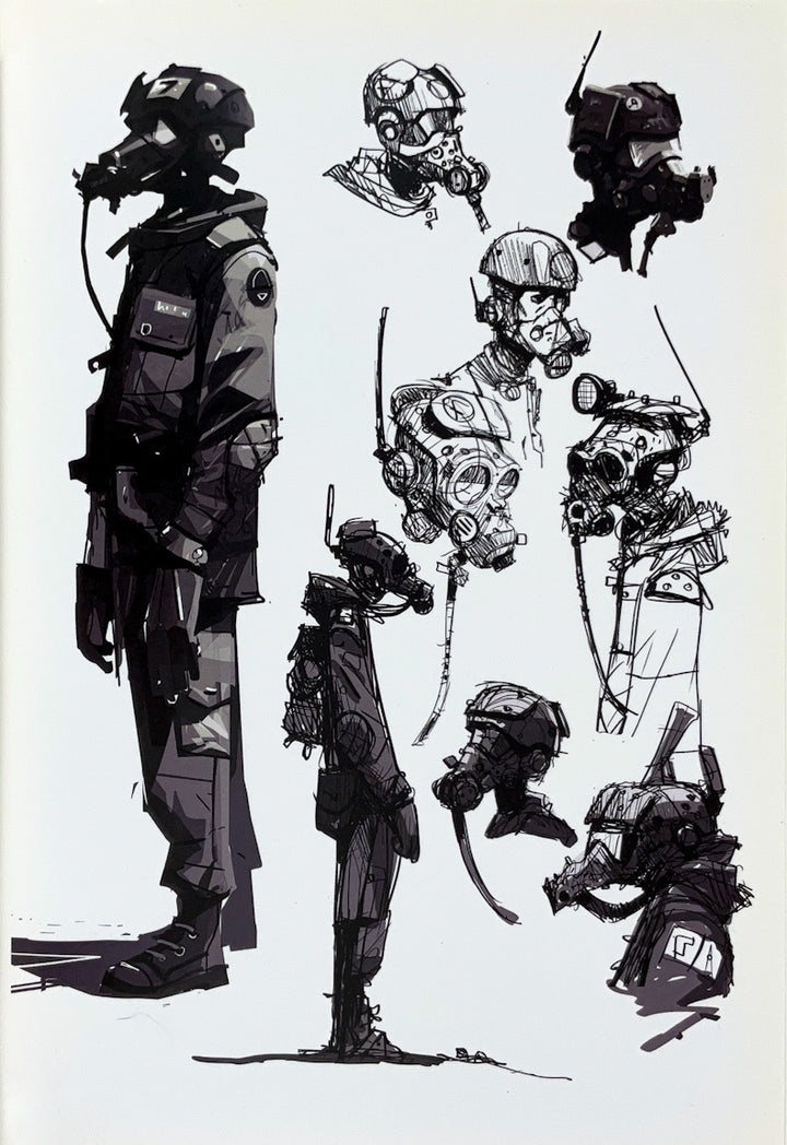 Robots, Space Dudes, Flying Ships, Etc.: A Book of Drawings by Ian McQue (2013) Inscribed with a Drawing
