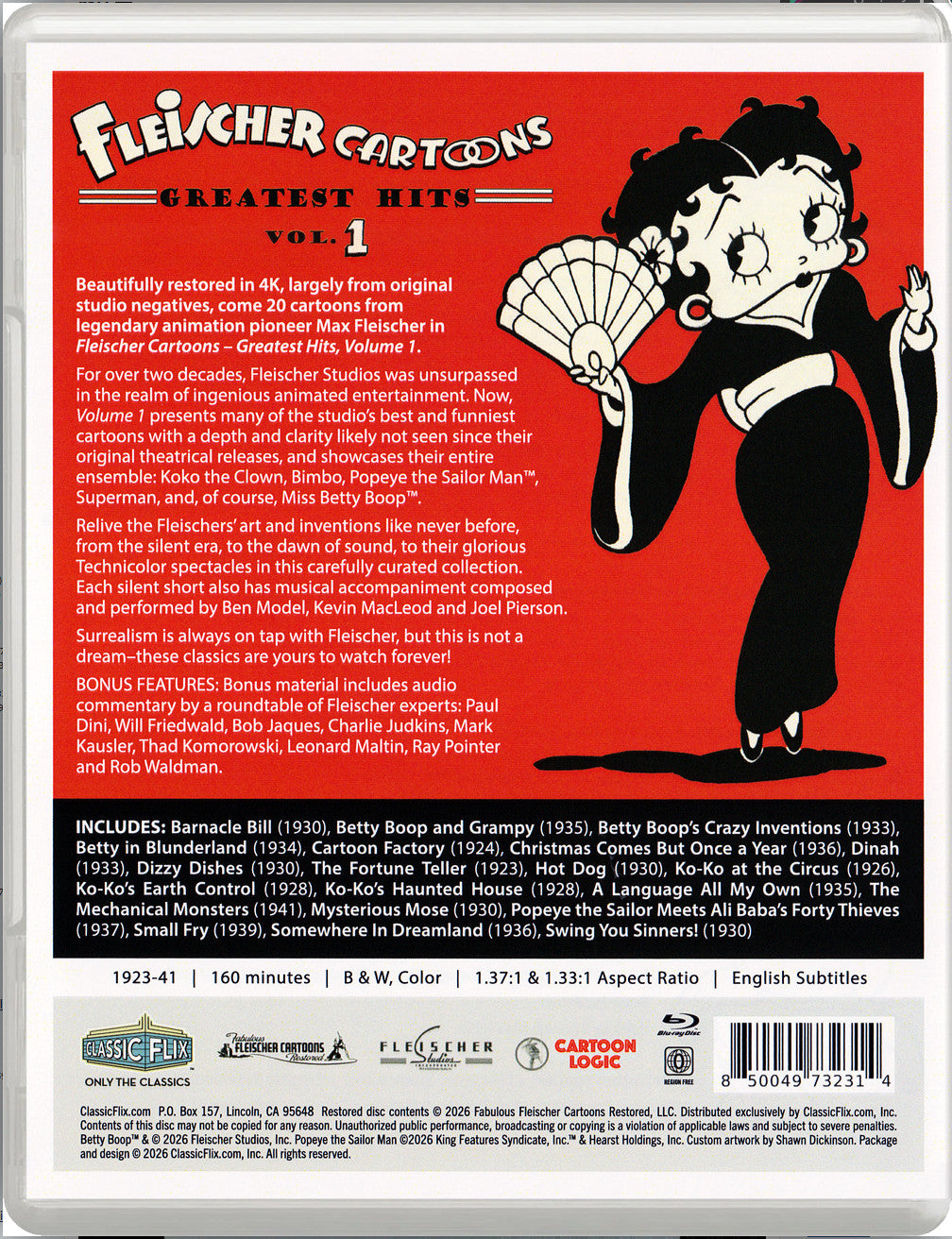 Fleischer Cartoons Greatest Hits Vol. 1 Blu-Ray DVD