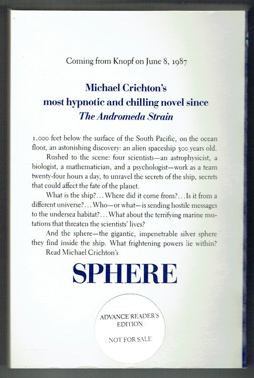 Sphere - Signed Advance Reader's Copy